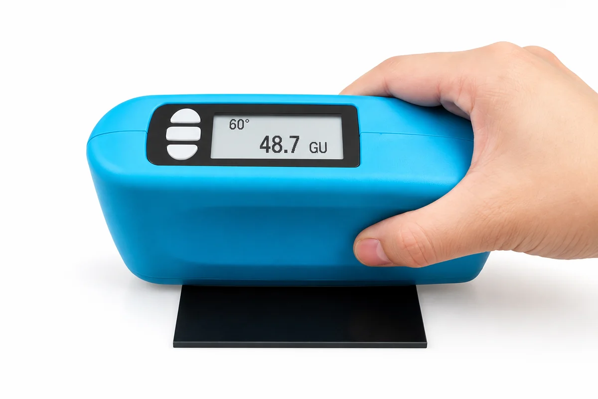 Measuring the gloss of etched anti-glare glass at 60 degrees