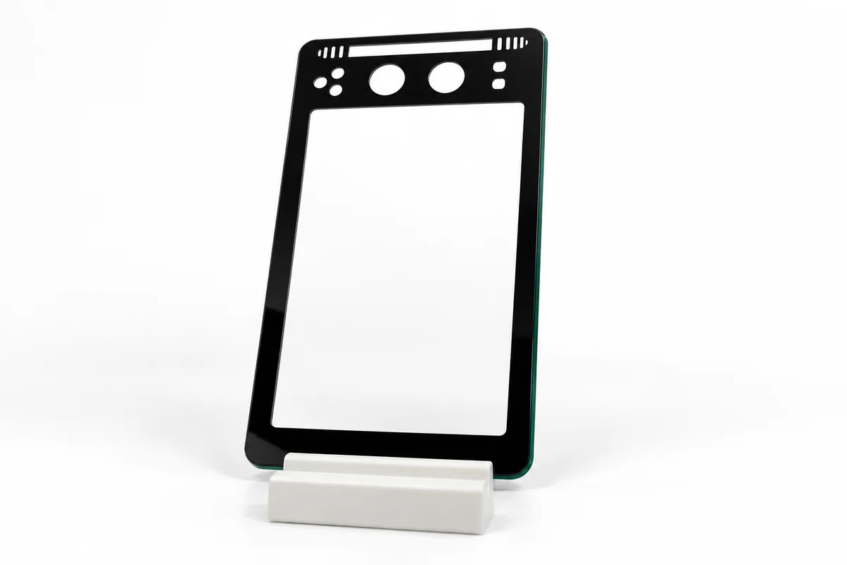 Custom tempered glass panels with holes and printed border
