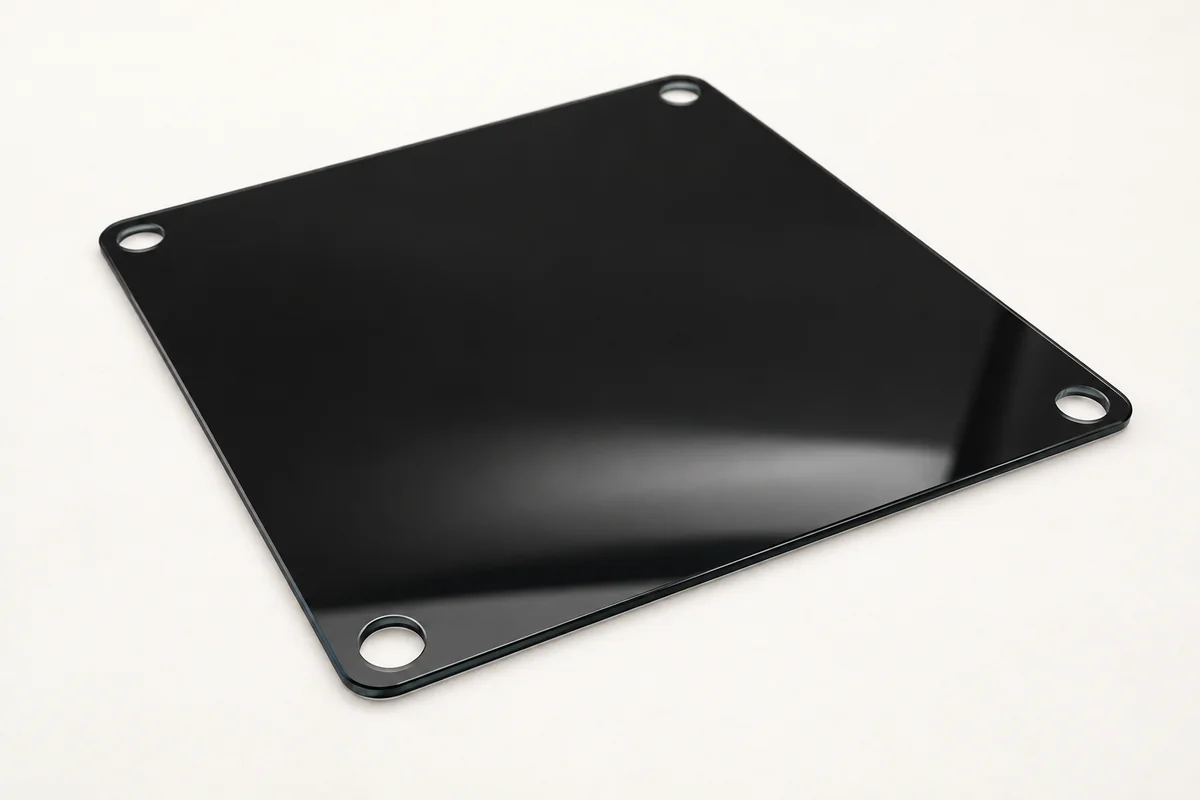 6 mm IK10 tempered glass panel with four drilled holes