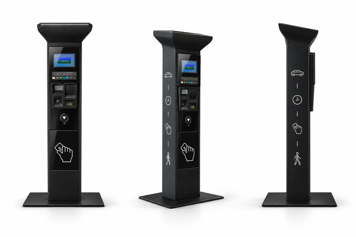 Impact-resistant glass cover on a smart parking payment terminal