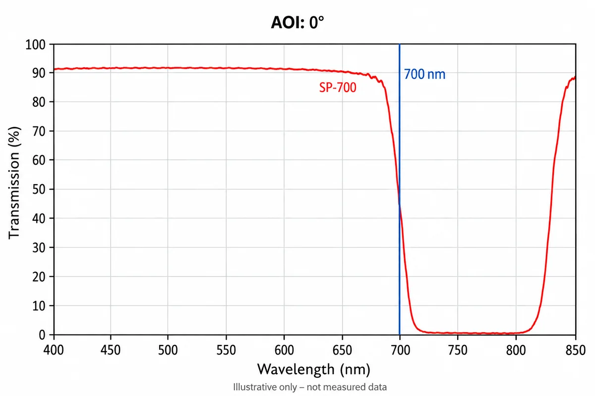 Measured transmission curve of a shortpass filter